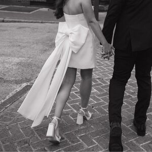 Bridal Meshki White Meredith Mini Dress with Bow